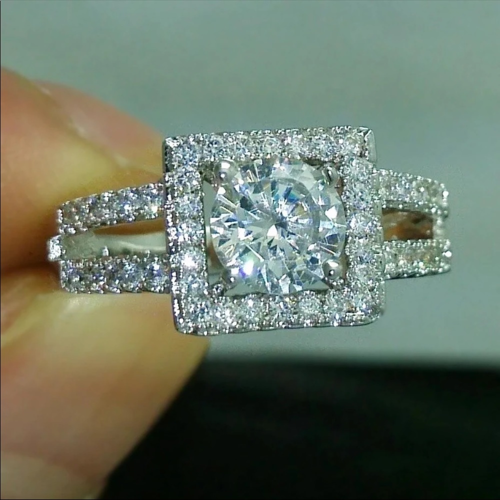 New Luxury 925 Silver Double Layer Diamond Ring 💍 - Picture 2 of 4
